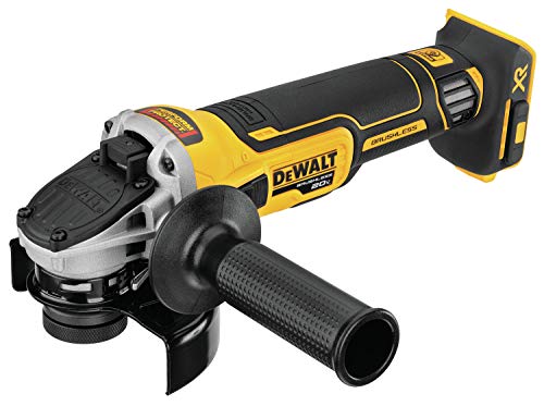 Amoladora angular DEWALT 20V MAX* XR con freno de retroceso, interruptor deslizante, 4-1/2 pulgadas, solo herramienta (DCG405B)