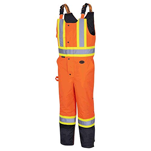 Pioneer V1120651-2XL Insulated Waterproof Work Overall - Easy Boot Access, Hi-Vis Bib Pants, Men, Orange, 2XL - Clothing - Proindustrialequipment