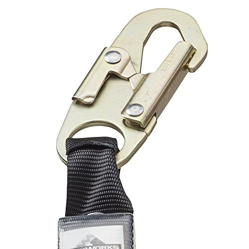 PeakWorks CSA 6' (1.8 m) Shock Pack - Snap & Form Hooks - Twin Leg 100% Tie Off - E4 Shock Absorbing Fall Arrest Lanyard Connector, 1/4" Galvanized Cable, V8108226 - Fall Protection - Proindustrialequipment