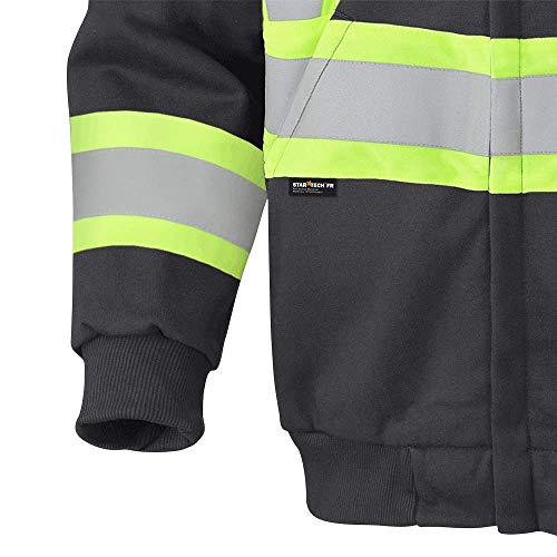 Pioneer V2570470-2XL Flame Resistant Heavyweight Safety Hoodie, Zip Style, Refl. Tape, Black, 2XL - Clothing - Proindustrialequipment