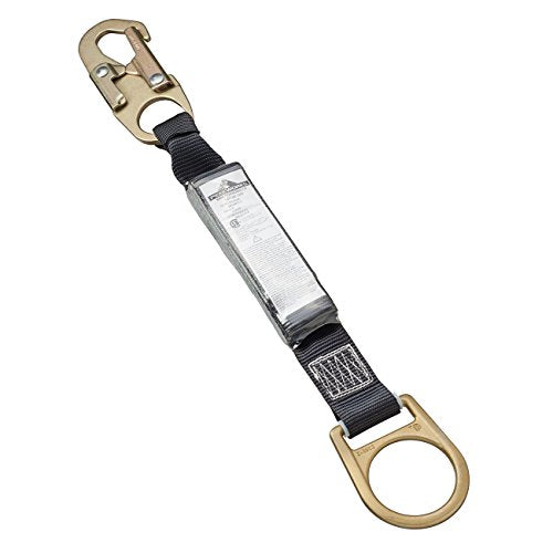 PeakWorks CSA 18" (46 cm) Shock Pack - Snap Hook & D-Ring - Single Leg - E4 Shock Absorbing Fall Arrest Lanyard Connector, 1-3/4" Webbing, V8103172 - Fall Protection - Proindustrialequipment