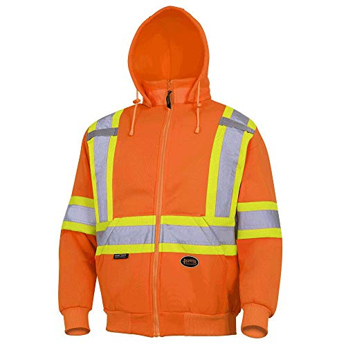 Pioneer V1060350-2XL High Visibility Safety Hoodie, Polyester Fleece, Orange, 2XL - Clothing - Proindustrialequipment