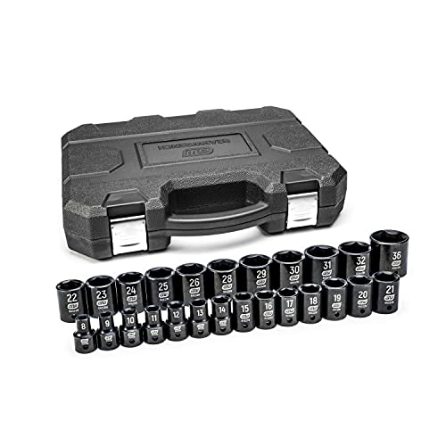 GearWrench 84933N 1/2-Inch Drive Metric Impact Socket Set, 25-Piece