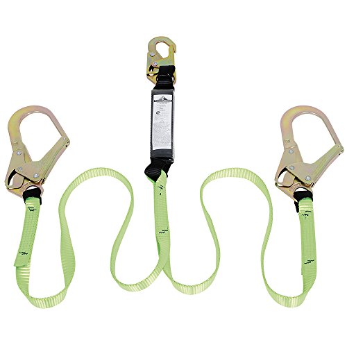 PeakWorks CSA 6' (1.8 m) Shock Pack - Snap & Form Hooks - Twin Leg 100% Tie Off - E4 Shock Absorbing Fall Arrest Lanyard Connector, 1" Webbing, V8104226 - Fall Protection - Proindustrialequipment
