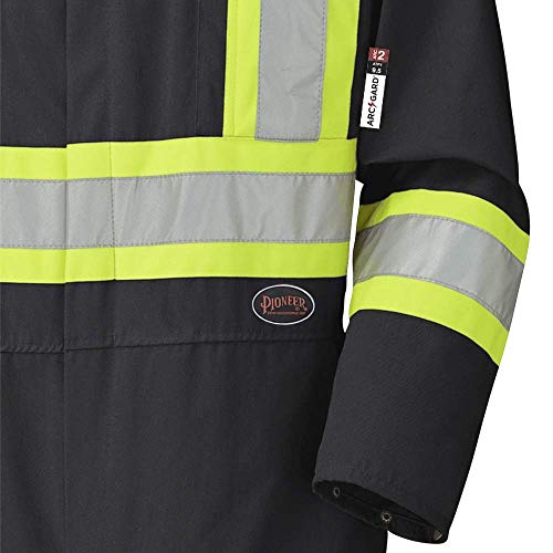 Pioneer CSA Action Back Flame Resistant ARC 2 Reflective Work Coverall, 100% Cotton, Elastic Waist, Black, 38, V2520270-38 - Clothing - Proindustrialequipment