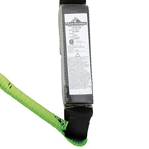 PeakWorks CSA 4' (1.2 m) Shock Pack - Snap Hooks - Single Leg - E4 Shock Absorbing Fall Arrest Lanyard Connector, 1" Webbing, V8104104 - Fall Protection - Proindustrialequipment