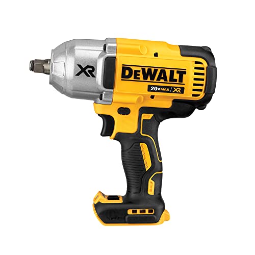 DEWALT Kit de llave de impacto MAX XR de 20 V, sin escobillas, alto par, yunque de anillo de cerdo, 1/2 pulgada, solo herramienta (DCF899HB), amarillo