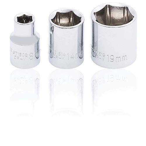 Jet 15-Piece 3/8-inch Drive Metric, 6 Point, Ratchet Wrench Chrome Socket Set, 600226 - Sockets and Tools Set - Proindustrialequipment