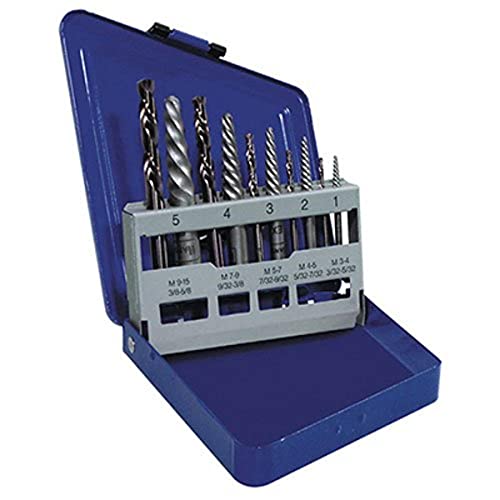 Irwin 11119 Extractores de tornillos de flauta en espiral con índice de metal con juego de brocas de cobalto para mano izquierda, 10 piezas