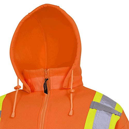 Pioneer V1060350-2XL High Visibility Safety Hoodie, Polyester Fleece, Orange, 2XL - Clothing - Proindustrialequipment