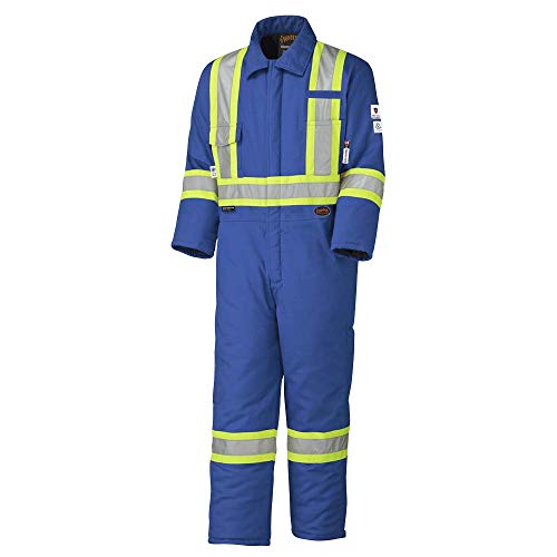 Pioneer Winter CSA Flame Resistant Hi Vis Insulated Work Coverall, Easy Boot Access & Action Back, Royal Blue, XL, V2560111-XL - Clothing - Proindustrialequipment