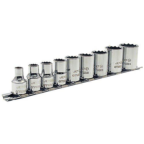 Jet 9-Piece 3/8-inch Drive SAE, Regular, 12 Point, Chrome Socket Set, 601227 - Sockets and Tools Set - Proindustrialequipment