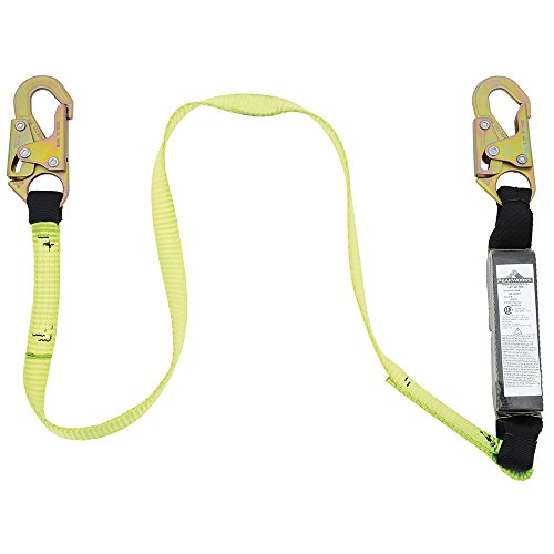 PeakWorks CSA 4' (1.2 m) Shock Pack - Snap Hooks - Single Leg - E6 Shock Absorbing Fall Arrest Lanyard Connector, 1" Webbing, V8104304 - Fall Protection - Proindustrialequipment