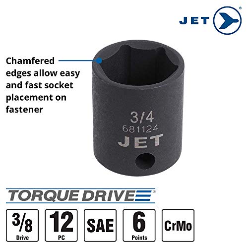 Jet 3/8-inch Drive, 12-Piece Regular SAE Professional Impact Socket Set, 6 Point, 610207 - Sockets and Tools Set - Proindustrialequipment