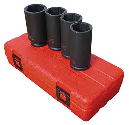 Juego de vasos para tuercas de husillo Dr de 1/2 pulg., 4 piezas, 6 puntos, 30 mm - 36 mm