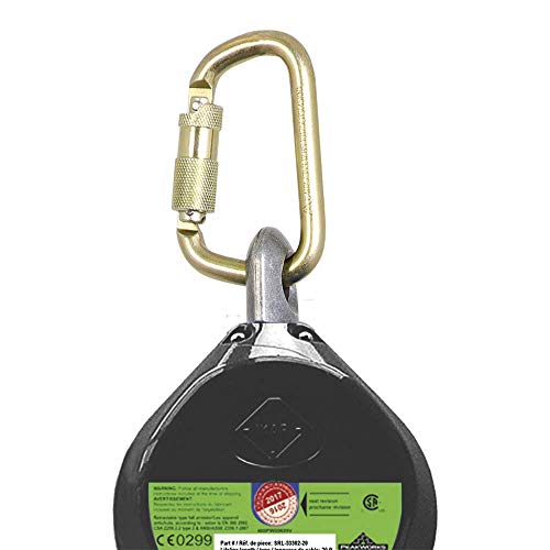 PeakWorks V845533020LE - Snap Hook 20' (6 m) 3/16" (5 mm) Galvanized Steel Cable - Aluminum Housing, Type 2 -Leading Edge Self-Retracting Lifelines (SRL) - Fall Protection - Proindustrialequipment