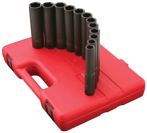 Sunex 2852 1/2-Inch Drive Extra Long Deep Metric Impact Socket Set, 9 Piece