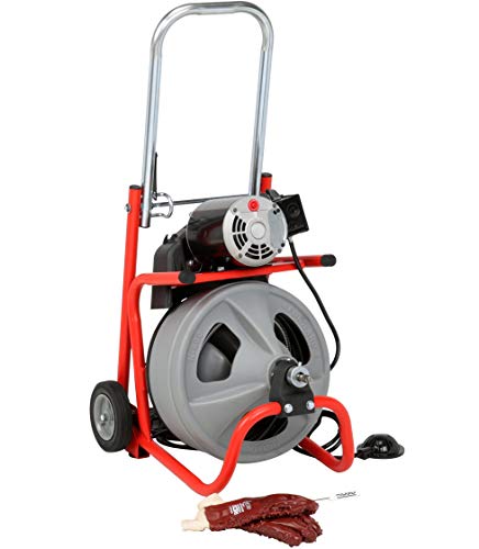RIDGID 52363 K-400 Drum Machine with C-32 3/8 Inch x 75 Foot Integral Wound (IW) Solid Core Cable, Drain Cleaning Machine - Drain Augers - Proindustrialequipment