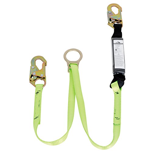 PeakWorks CSA 4' (1.2 m) Shock Pack - Snap Hook & Tie Back - Single Leg - E4 Shock Absorbing Fall Arrest Lanyard Connector, 1" Webbing, V8104154 - Fall Protection - Proindustrialequipment