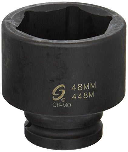Sunex 448M Dado de impacto métrico estándar de 6 puntos con accionamiento de 3/4 ", 48 mm