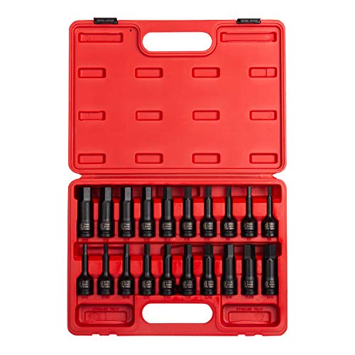 Sunex 2637, 1/2" Drive Master Impact Hex Driver Set, 20Piece, SAE/Metric, 1/4" - 3/4", 6mm - 19mm, Cr-Mo Steel, Dual Size Markings, Heavy Duty Storage Case, Meets ANSI Standards