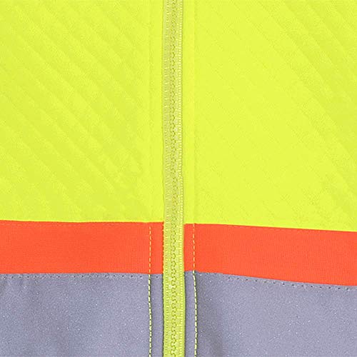 Pioneer Front Zipper Diamond Jacquard High Visibility Safety Hoodies, Comfortable Cotton Inner Layer and Radio Clip Strap, Yellow/Green, 2XL, V1060760-2XL - Clothing - Proindustrialequipment