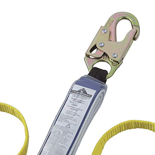 PeakWorks CSA 6' (1.8 m) Shock Pack - Snap Hooks - Twin Leg 100% Tie Off - E6 Shock Absorbing Fall Arrest Lanyard Connector, 1" Webbing, V8104406 - Fall Protection - Proindustrialequipment