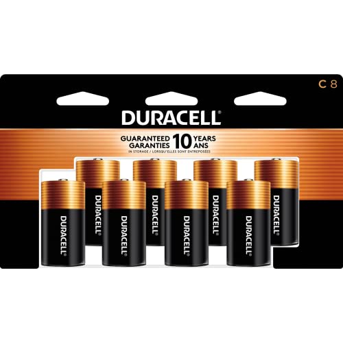 Piles alcalines Duracell Coppertop C, 8 unités, longue durée, batterie C polyvalente pour la maison et l'entreprise