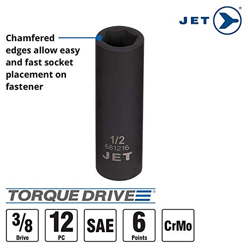 Jet 3/8-inch Drive, 12-Piece Deep SAE Professional Impact Socket Set, 6 Point, 610208 - Sockets and Tools Set - Proindustrialequipment