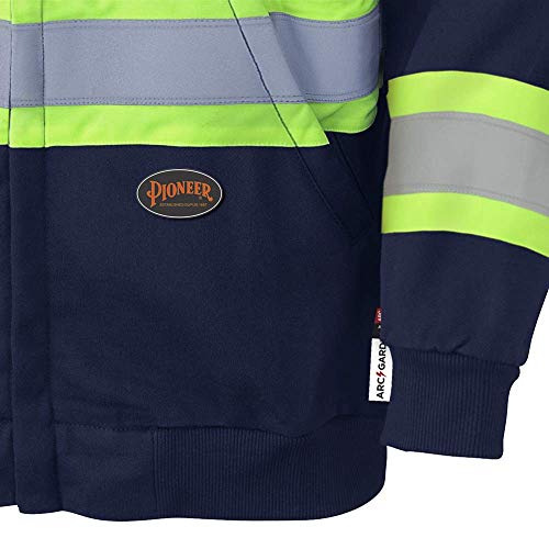 Pioneer V2590380-2XL Flame Resistant Safety Hoodie - Modacrylic Fleece ARC Rated Sweatshirt, Refl. Tape, Black, 2XL - Clothing - Proindustrialequipment