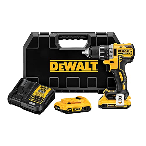 DEWALT Kit de taladro/destornillador inalámbrico 20V MAX, sin escobillas, 1/2 pulgada (DCD791D2)
