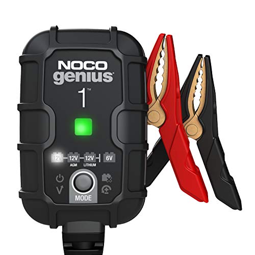 NOCO GENIUS1, chargeur intelligent entièrement automatique de 1 A, chargeur de batterie 6 V et 12 V, mainteneur de batterie, chargeur d'entretien et désulfateur de batterie avec compensation de température