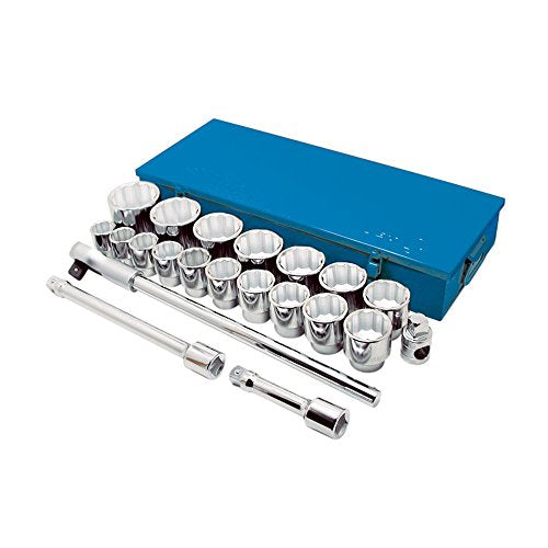Jet 21-Piece 1-inch Drive SAE, 12 Point, Ratchet Wrench Chrome Socket Set, 600503 - Sockets and Tools Set - Proindustrialequipment