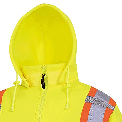 Pioneer V1060460-2XL High Visibility Safety Hoodie, Polyester Fleece, Yellow-Green, 2XL - Clothing - Proindustrialequipment