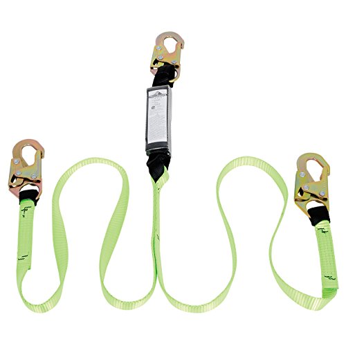 PeakWorks CSA 4' (1.2 m) Shock Pack - Snap Hooks - Twin Leg 100% Tie Off - E4 Shock Absorbing Fall Arrest Lanyard Connector, 1" Webbing, V8104204 - Fall Protection - Proindustrialequipment