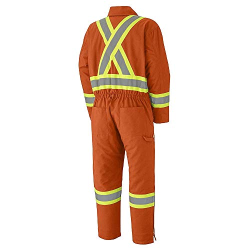 Pioneer Winter Heavy-Duty High Visibility Insulated Work Coverall, Quilted Cotton Duck Canvas, Hip-to-Ankle Zipper, Orange, 2XL, V206095A-2XL - Clothing - Proindustrialequipment