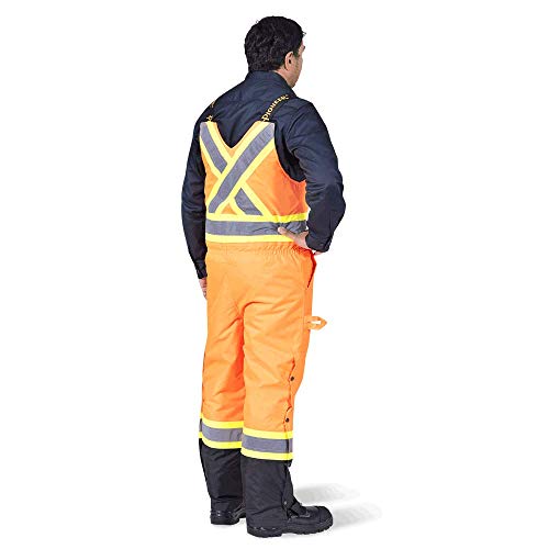 Pioneer V1120651-2XL Insulated Waterproof Work Overall - Easy Boot Access, Hi-Vis Bib Pants, Men, Orange, 2XL - Clothing - Proindustrialequipment