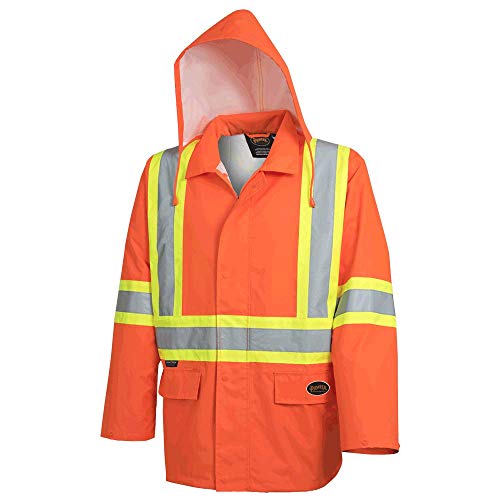 Pioneer V1081350-2XL Hi-Viz Safety Rain Jacket, Tear and Abrasion Resistant, Orange, 2XL - Clothing - Proindustrialequipment