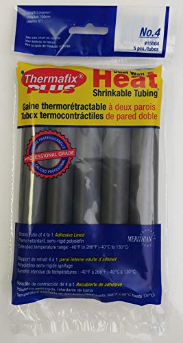 Tube thermorétractable semi-rigide à double paroi Thermafix Plus (0,700" de diamètre - 6" de longueur) 5 pièces - Rapport de rétrécissement 4:1