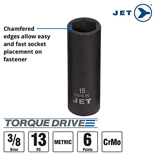 Jet 3/8-inch Drive, 13-Piece Deep Metric Professional Impact Socket Set, 6 Point, 610218 - Sockets and Tools Set - Proindustrialequipment