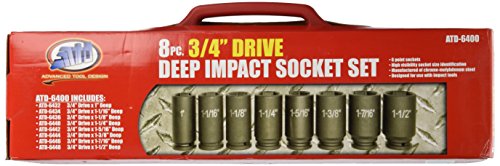Advanced Tool Design Modèle ATD-6400 Jeu de 8 douilles à impact profond à prise 3/4" 6 pans