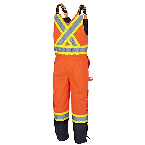 Pioneer V1120651-2XL Insulated Waterproof Work Overall - Easy Boot Access, Hi-Vis Bib Pants, Men, Orange, 2XL - Clothing - Proindustrialequipment