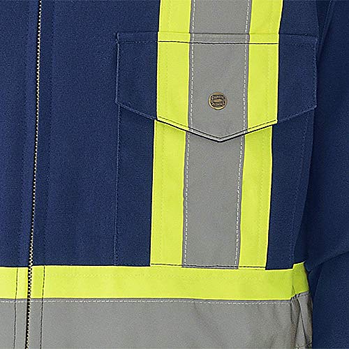 Pioneer Winter Heavy-Duty High Visibility Insulated Work Coverall, Quilted Cotton Duck Canvas, Hip-to-Ankle Zipper, Navy Blue, 3XL, V206098A-3XL - Clothing - Proindustrialequipment