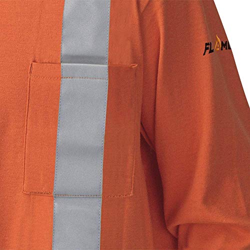 Pioneer Flame Resistant Cotton Long Sleeve High Visibility Safety Work Shirt, Orange, XL, V2580450-XL - Clothing - Proindustrialequipment