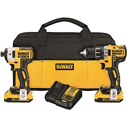 DEWALT Kit combinado de taladro inalámbrico Max XR de 20 V, sin escobillas, 2 herramientas (DCK283D2)