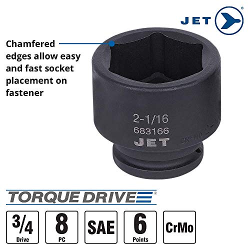 Jet 3/4-inch Drive, Jumbo 8-Piece Deep SAE Professional Impact Socket Set, 6 Point, 610404
