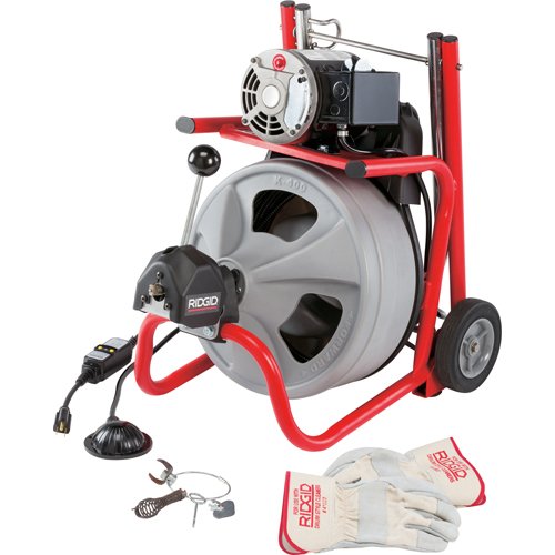 Ridgid 27013 K-400AF 115Volt C45IW Drum Machine with C45 Integral Wound Cable with Autofeed - Drain Augers - Proindustrialequipment