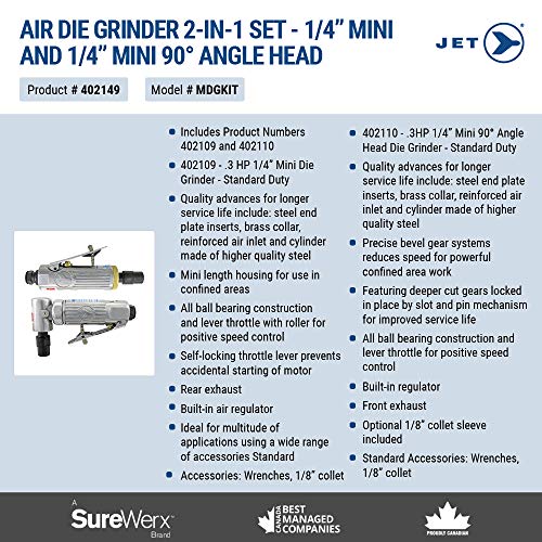 Jet 402149-2-in-1 1/4" Die Grinder Combo Set - Grinders - Proindustrialequipment