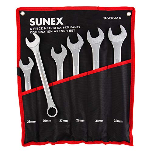 Sunex 9606MA Juego de llaves combinadas para panel elevado de 6 piezas (panel elevado) CRV