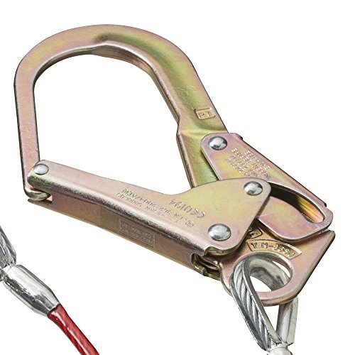 PeakWorks CSA 6' (1.8 m) Shock Pack - Snap & Form Hooks - Twin Leg 100% Tie Off - E4 Shock Absorbing Fall Arrest Lanyard Connector, 1/4" Galvanized Cable, V8108226 - Fall Protection - Proindustrialequipment